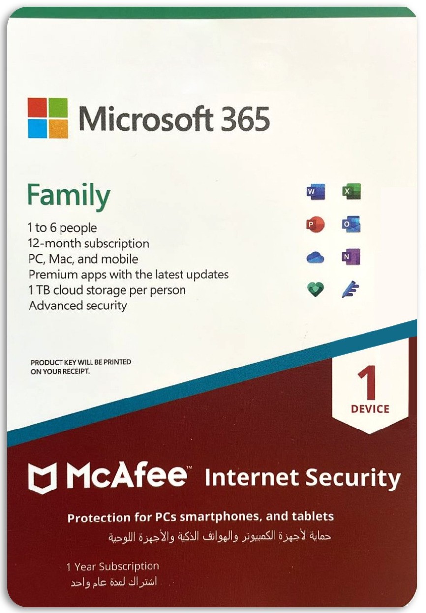 Bundle M365 Family & McAfee Internet Security 2021 PTR UAE