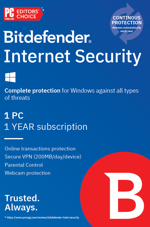 Bitdefender Internet Security 1y 1 PC ESD ZA
