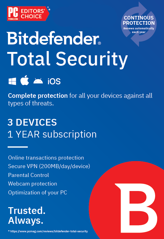 Bitdefender Total Security 1y 3D ESD ZA